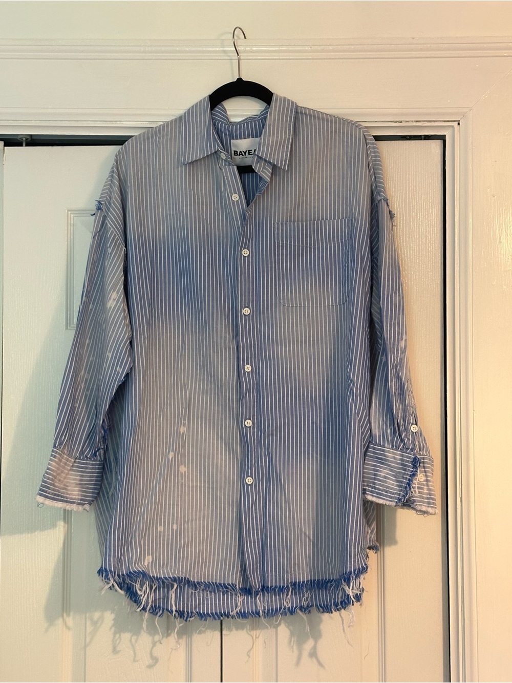 Blue Stripe Oversized Button-Up Shirt